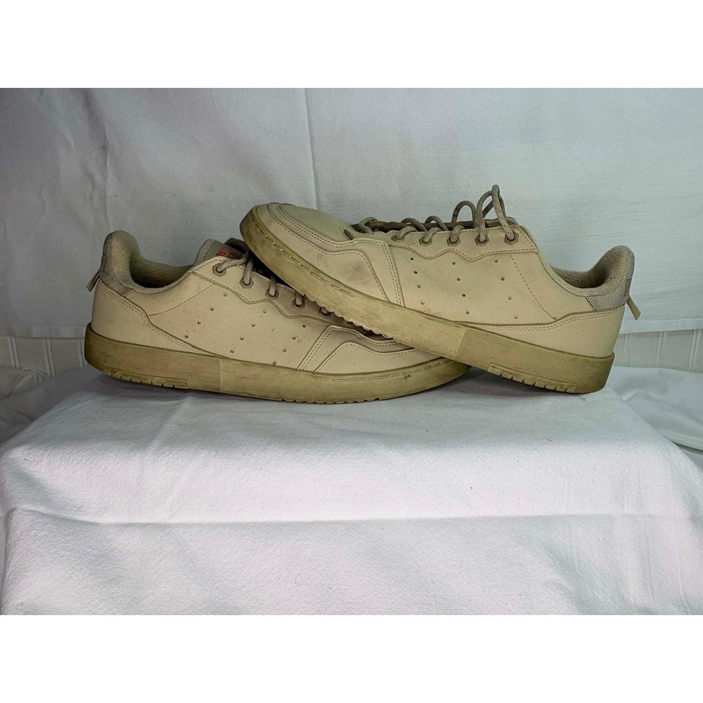 Adidas Originals Supercourt Mens 13 Beige Tan Leather Low Top Sneakers FV4608